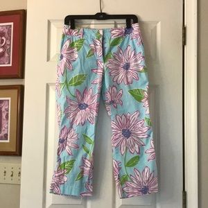 Lilly Pulitzer Casual Pants- Lilac Flowers and Green Leaves